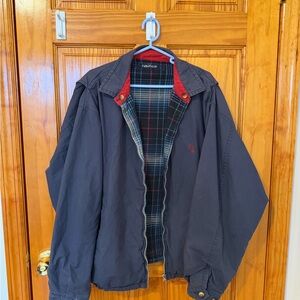 Nautica Women's Black Jacket with Red and Blue Plaid Lining